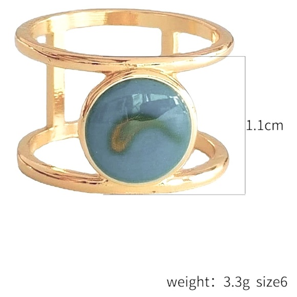 NEW Women’s‎ Turquoise Gold Filled Band, Bar Ring, Jewelry, Gift, Size 8 - Picture 11 of 11